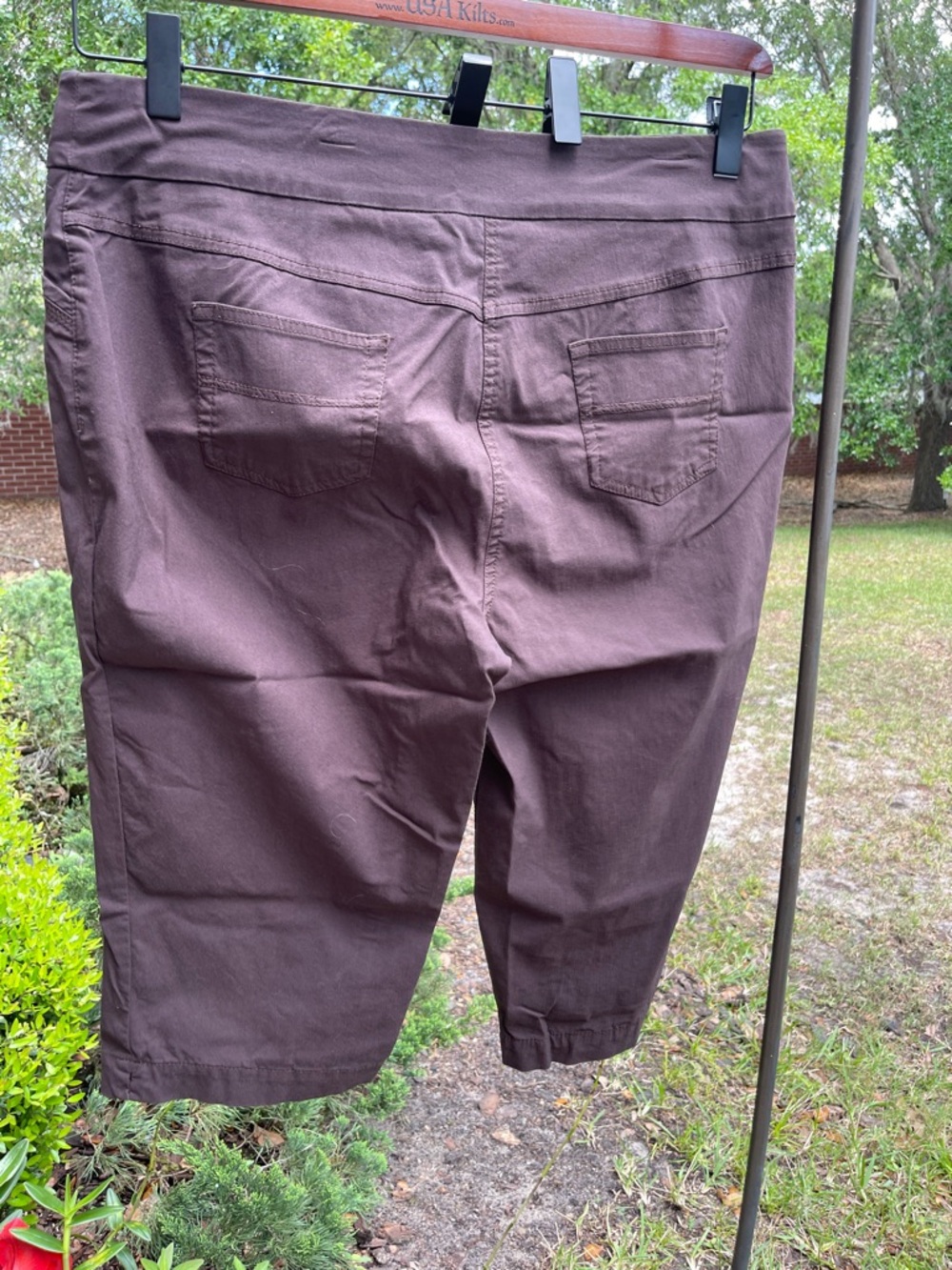 Women's Dark Brown Capri Pants - Picture 3 of 5